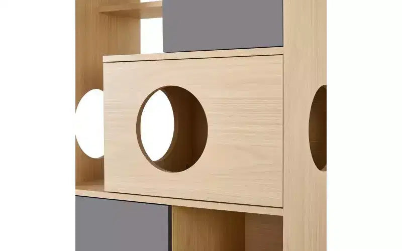 Arbre à chat et meuble d'appoint modernes, étagère en bois avec cache-litière