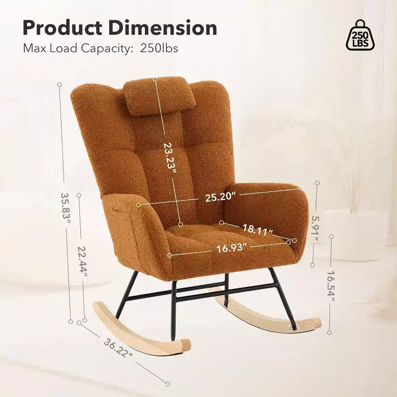 Fauteuil à bascule pour chambre d'enfant, tapissé, planeur, fauteuil à bascule d'appoint