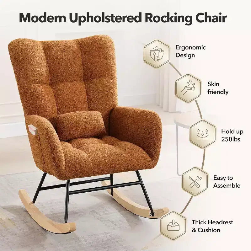 Fauteuil à bascule pour chambre d'enfant, tapissé, planeur, fauteuil à bascule d'appoint