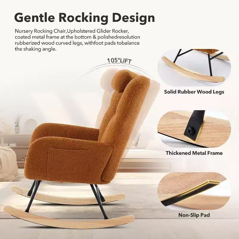 Fauteuil à bascule pour chambre d'enfant, tapissé, planeur, fauteuil à bascule d'appoint