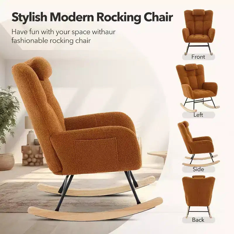 Fauteuil à bascule pour chambre d'enfant, tapissé, planeur, fauteuil à bascule d'appoint