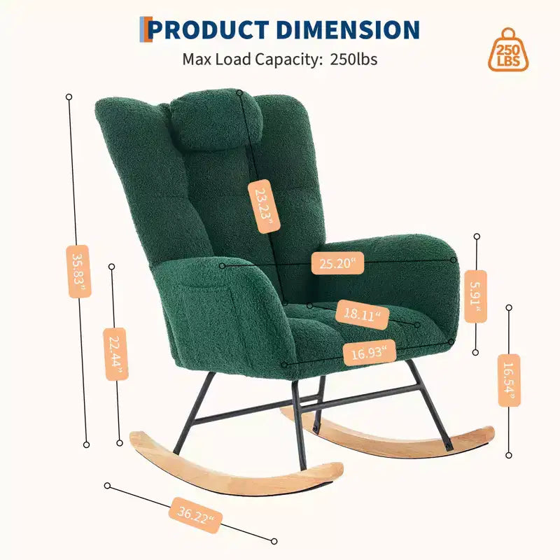 Fauteuil à bascule pour chambre d'enfant, tapissé, planeur, fauteuil à bascule d'appoint