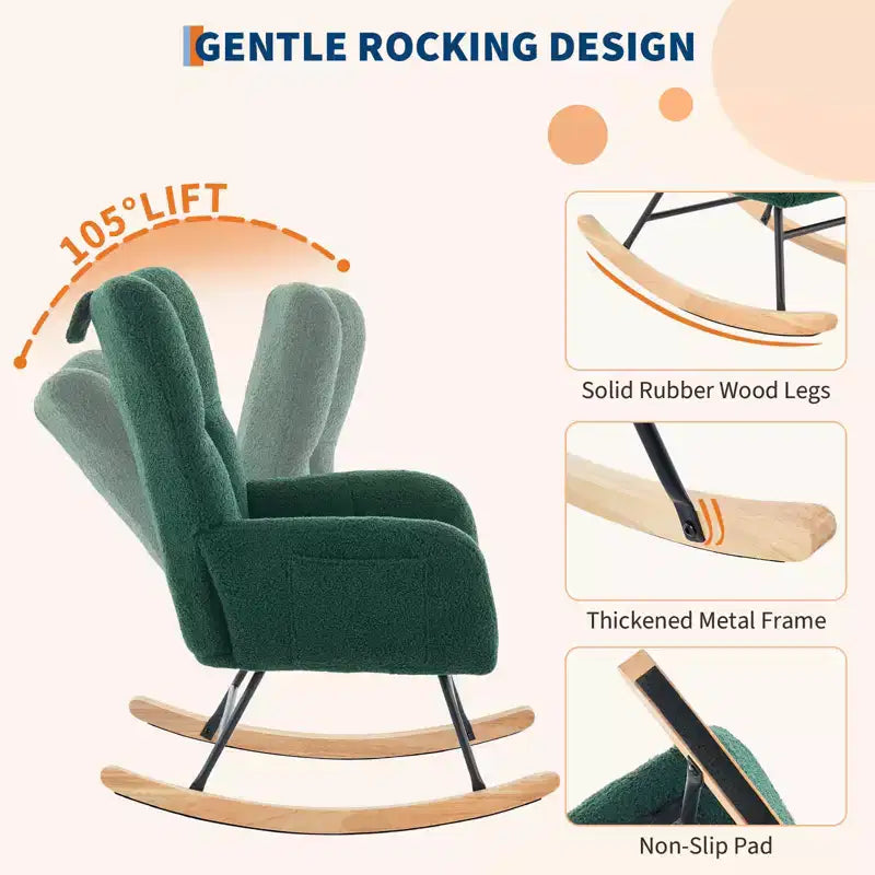 Fauteuil à bascule pour chambre d'enfant, tapissé, planeur, fauteuil à bascule d'appoint