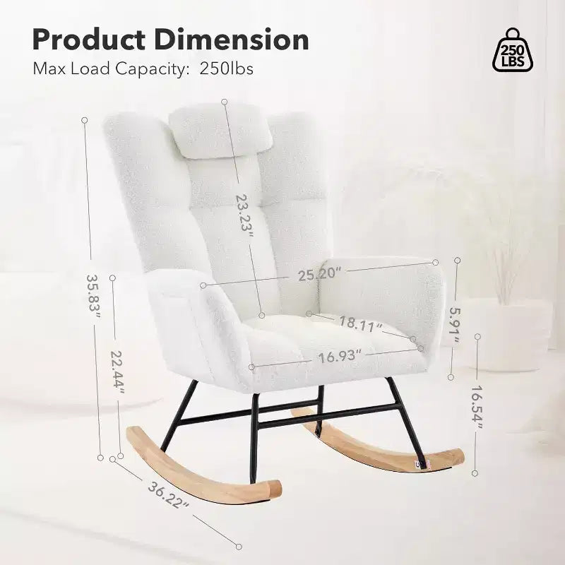 Fauteuil à bascule pour chambre d'enfant, tapissé, planeur, fauteuil à bascule d'appoint