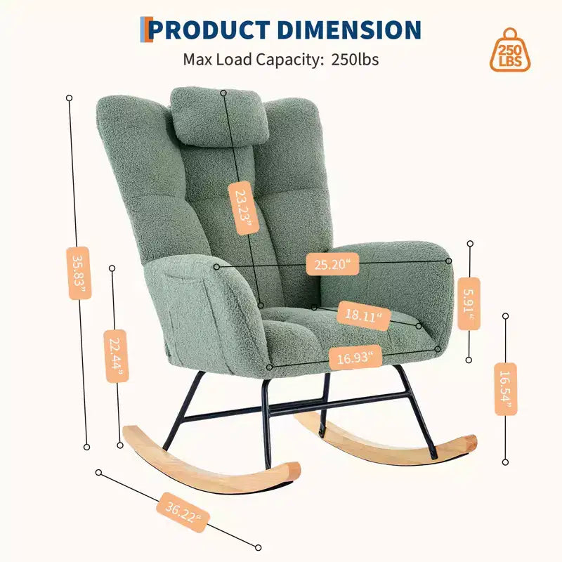 Fauteuil à bascule pour chambre d'enfant, tapissé, planeur, fauteuil à bascule d'appoint