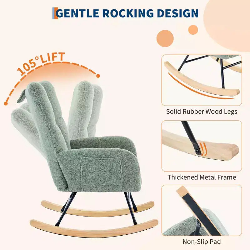 Fauteuil à bascule pour chambre d'enfant, tapissé, planeur, fauteuil à bascule d'appoint
