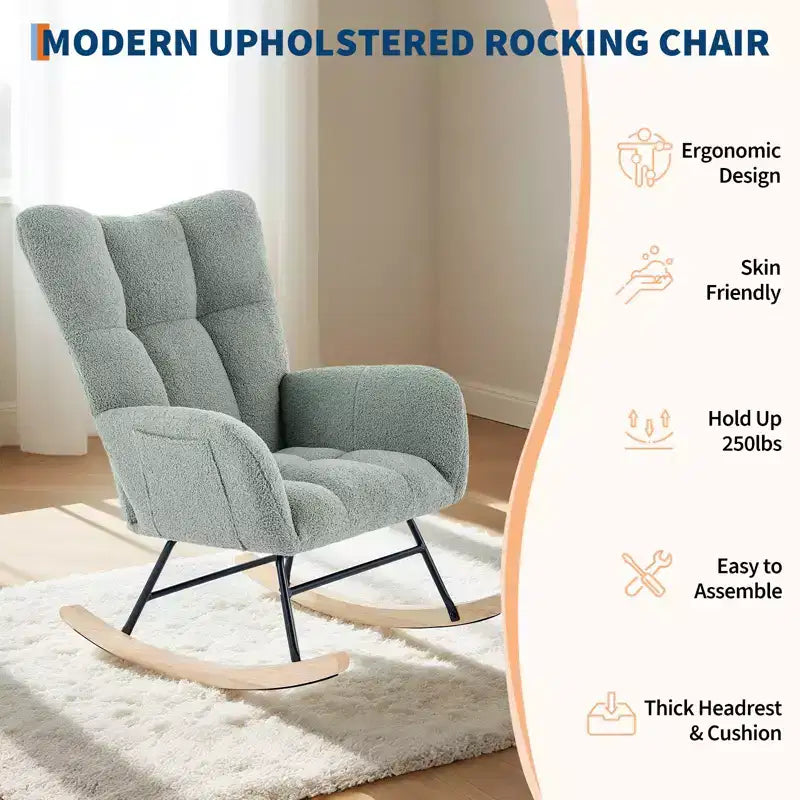 Fauteuil à bascule pour chambre d'enfant, tapissé, planeur, fauteuil à bascule d'appoint