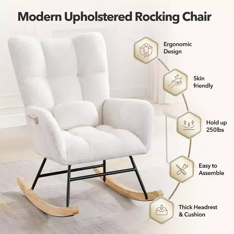 Fauteuil à bascule pour chambre d'enfant, tapissé, planeur, fauteuil à bascule d'appoint