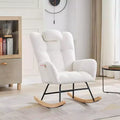 Rocking Chair Nursery Teddy Upholstered Glider Rocker Rocking Accent Chair Padded Seat with High Backrest for Living Room