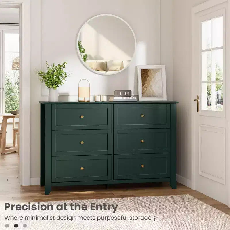Commode 6 tiroirs pour chambre à coucher, commode en bois moderne avec tiroirs de rangement profonds