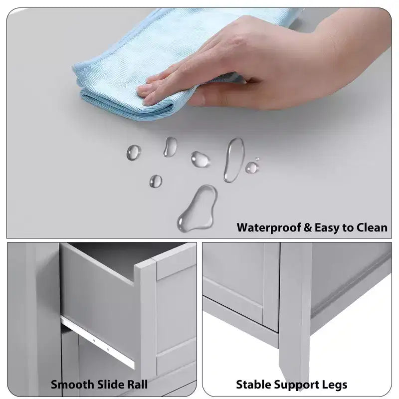 Commode 6 tiroirs pour chambre à coucher, commode en bois moderne avec tiroirs de rangement profonds