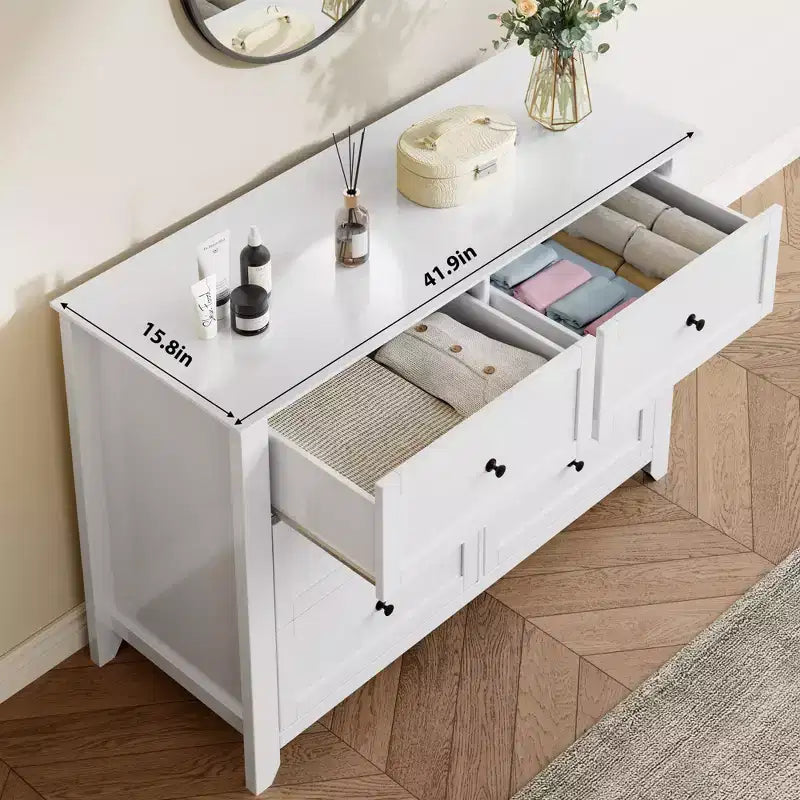 Commode 6 tiroirs pour chambre à coucher, commode en bois moderne avec tiroirs de rangement profonds