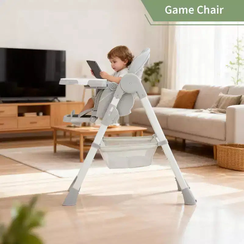 Chaise haute bébé multifonctionnelle avec hauteur et inclinaison réglables, pliable