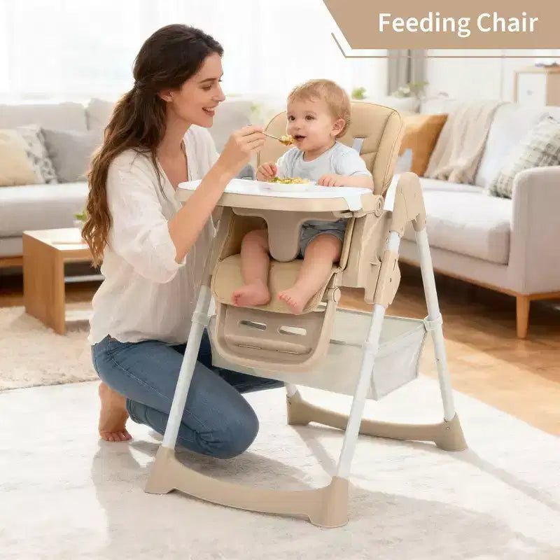 Chaise haute bébé multifonctionnelle avec hauteur et inclinaison réglables, pliable