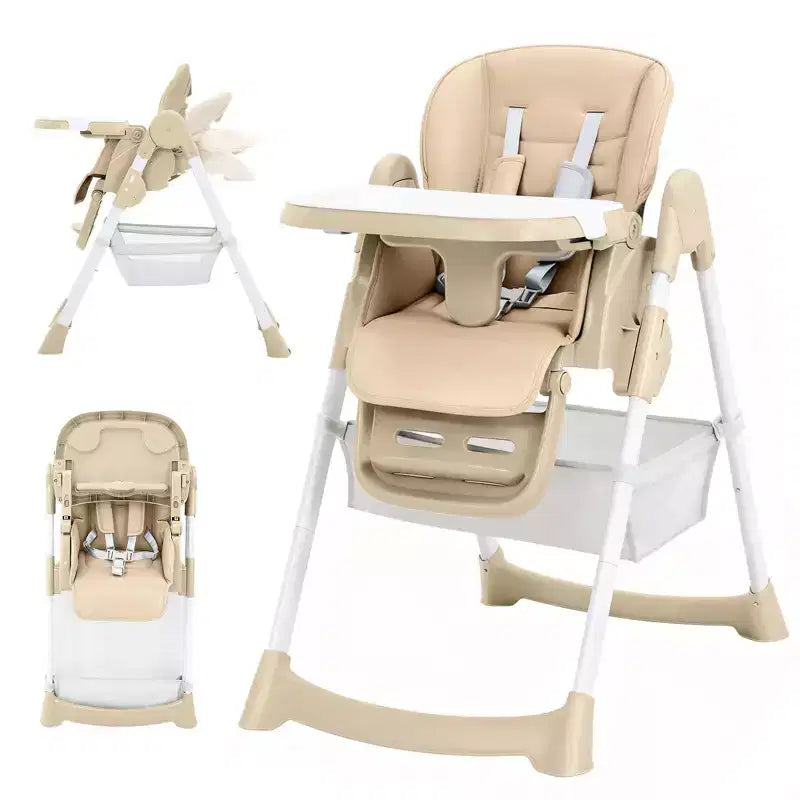 Multifunctional Baby High Chair with Adjustable Height & Recline, Foldable for Babies & Toddlers