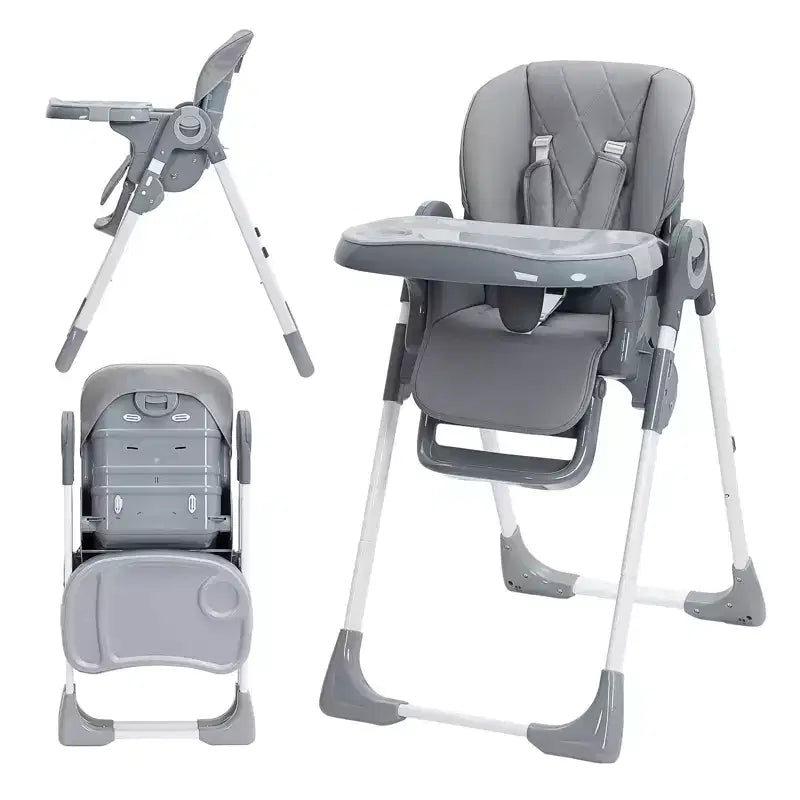 Chaise haute bébé multifonctionnelle avec hauteur et inclinaison réglables, pliable