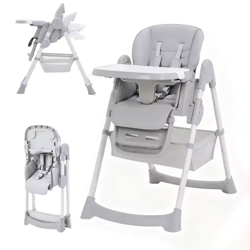Chaise haute bébé multifonctionnelle avec hauteur et inclinaison réglables, pliable