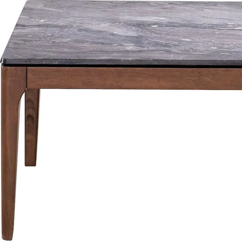 Table basse en pierre grise et noyer massif
