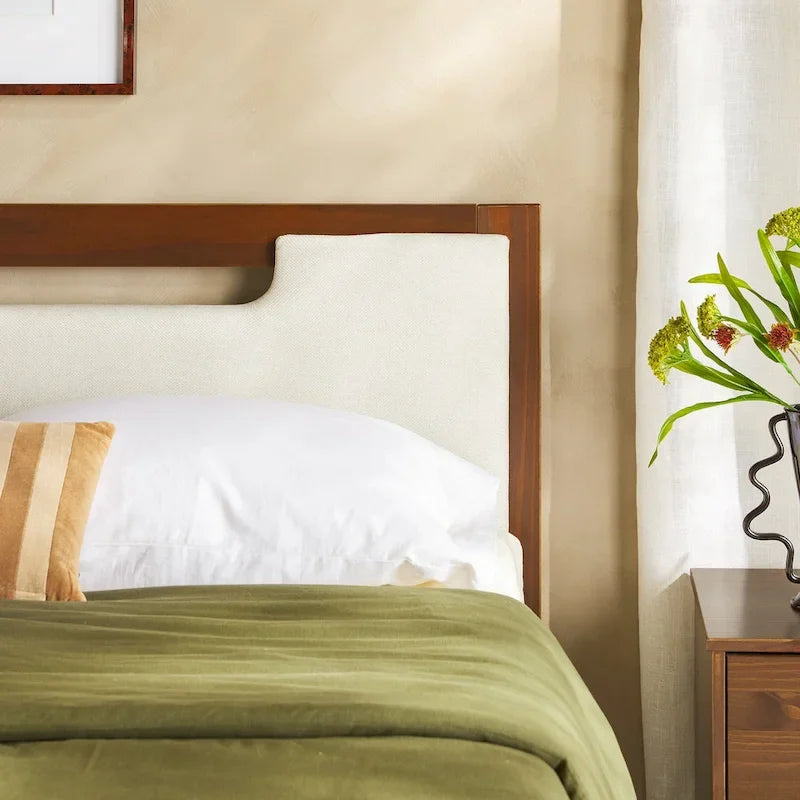Lit plateforme de rangement en bois massif Mid-Century Modern