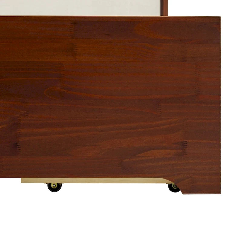 Lit plateforme de rangement en bois massif Mid-Century Modern