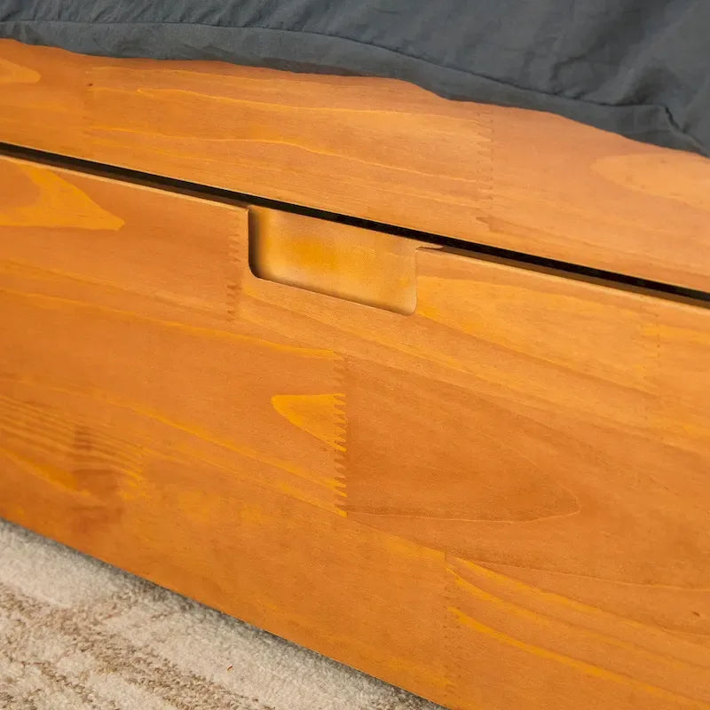 Lit plateforme de rangement en bois massif Mid-Century Modern
