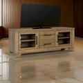 Grand meuble TV, 2 tiroirs, 4 étagères, bois marron, 80 pouces