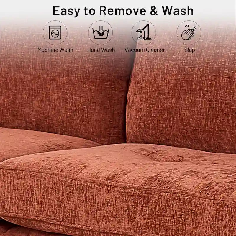 Causeuse de style moderne avec accoudoirs carrés de 208 cm de largeur en tissu chenille avec ports USB