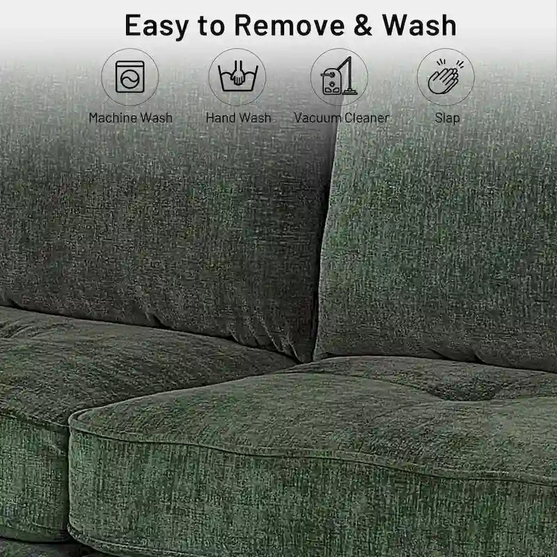 Causeuse de style moderne avec accoudoirs carrés de 208 cm de largeur en tissu chenille avec ports USB