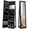 Meuble de rangement pour bijoux avec miroir, armoire verrouillable, sur pied - Noir