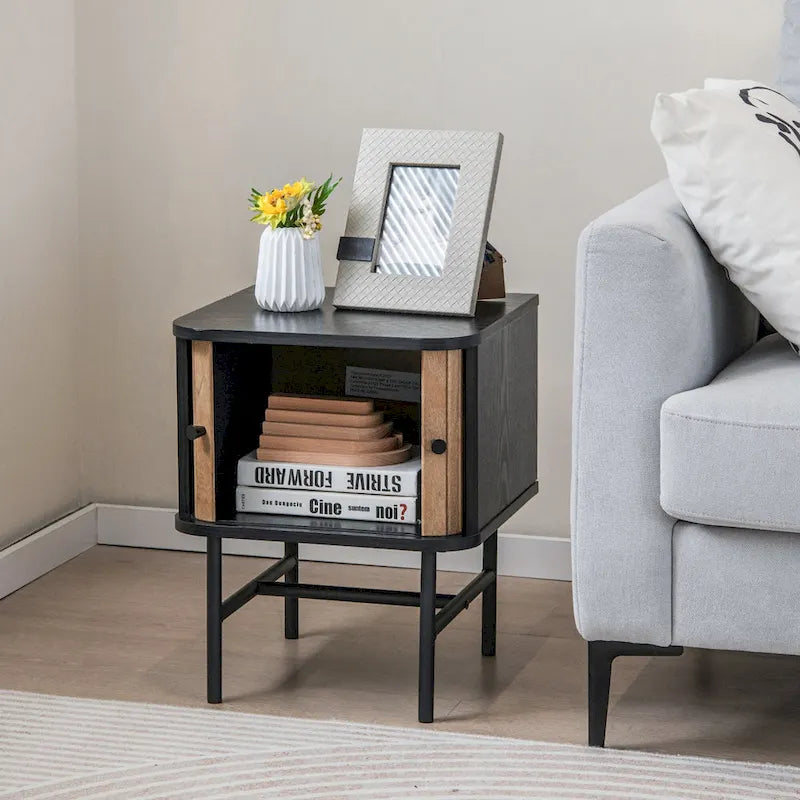 Table de chevet d'appoint compacte et moderne avec tiroir coulissant