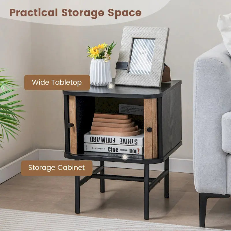 Table de chevet d'appoint compacte et moderne avec tiroir coulissant