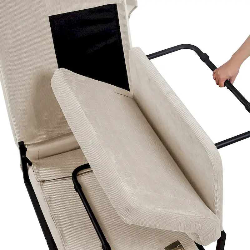 Fauteuil de salon convertible en velours côtelé blanc