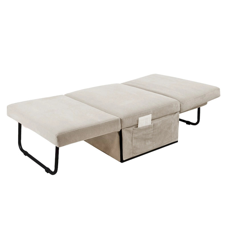 Fauteuil de salon convertible en velours côtelé blanc