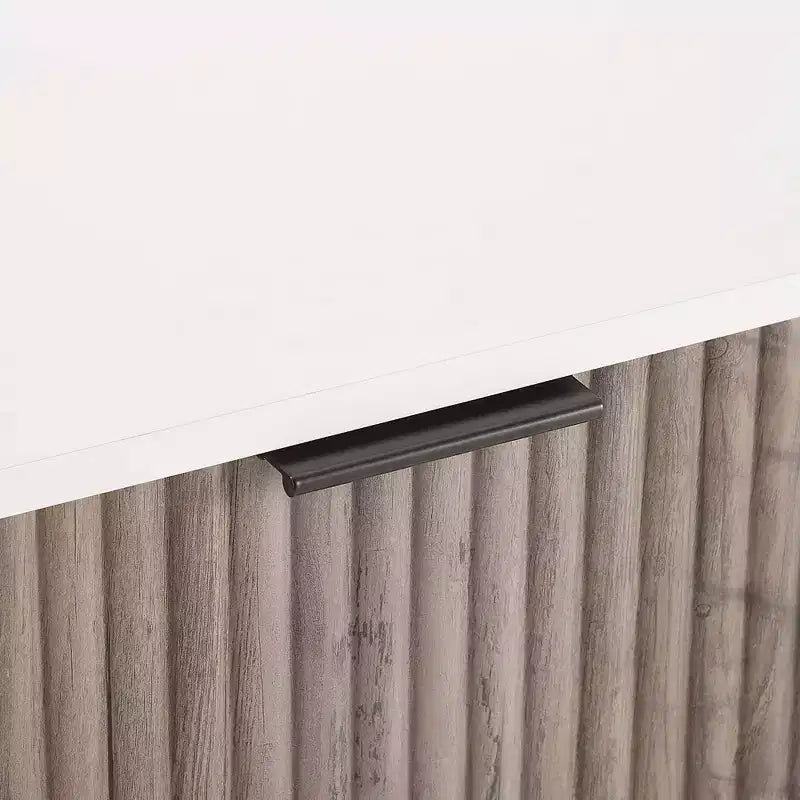 Table de chevet avec tiroir blanc/gris rustique étagère ouverte contemporaine, finition texturée