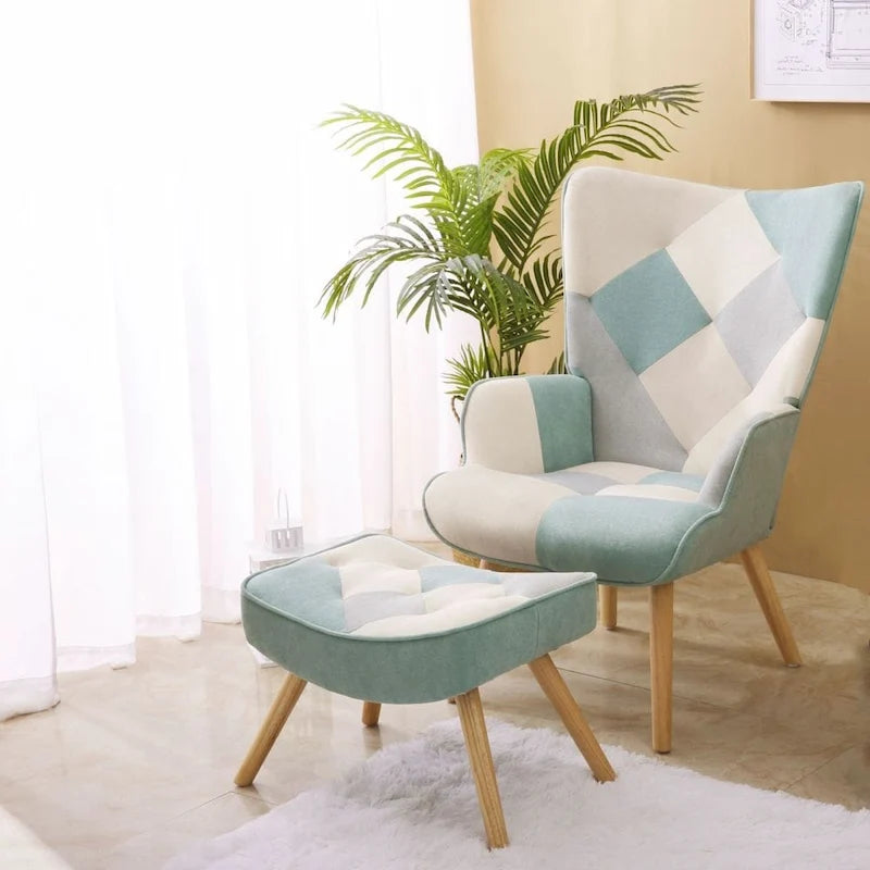 Fauteuil d'appoint avec pouf, Fauteuil et pouf de salon, Fauteuil d'appoint confortable