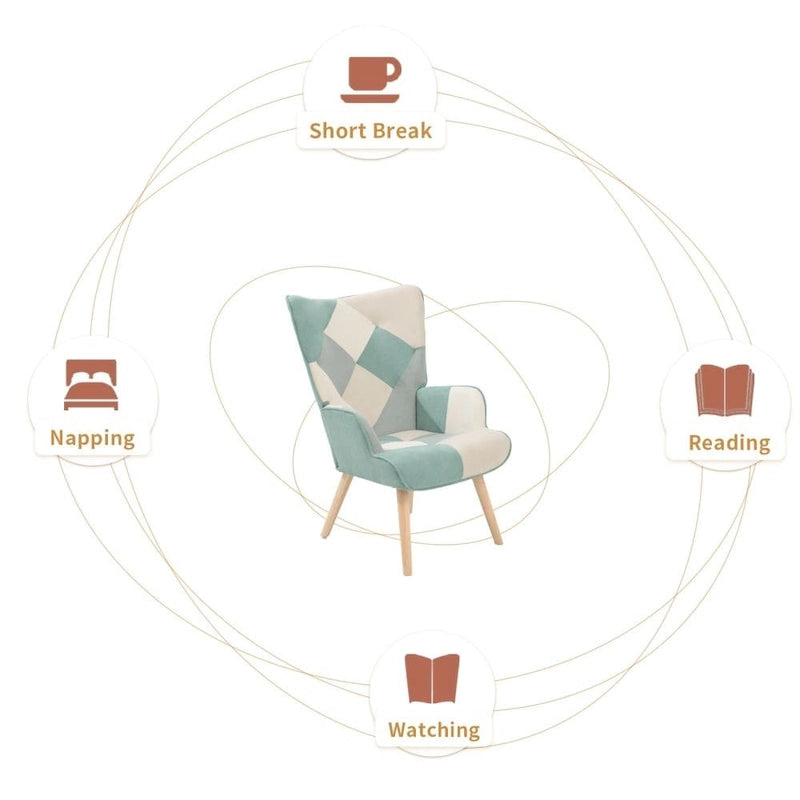 Fauteuil d'appoint avec pouf, Fauteuil et pouf de salon, Fauteuil d'appoint confortable