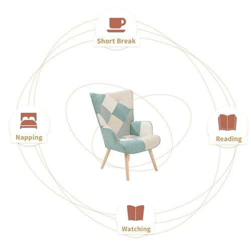 Fauteuil d'appoint avec pouf, Fauteuil et pouf de salon, Fauteuil d'appoint confortable