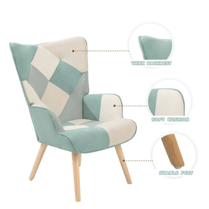 Fauteuil d'appoint avec pouf, Fauteuil et pouf de salon, Fauteuil d'appoint confortable