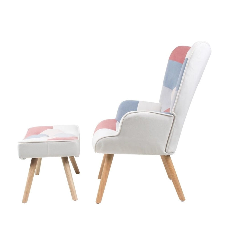 Fauteuil d'appoint avec pouf, Fauteuil et pouf de salon, Fauteuil d'appoint confortable