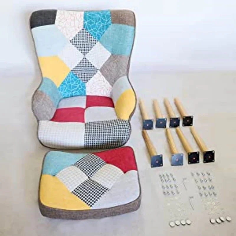 Fauteuil d'appoint avec pouf, Fauteuil et pouf de salon, Fauteuil d'appoint confortable