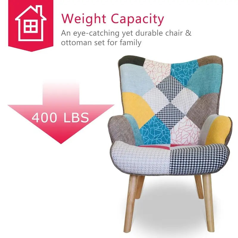 Fauteuil d'appoint avec pouf, Fauteuil et pouf de salon, Fauteuil d'appoint confortable