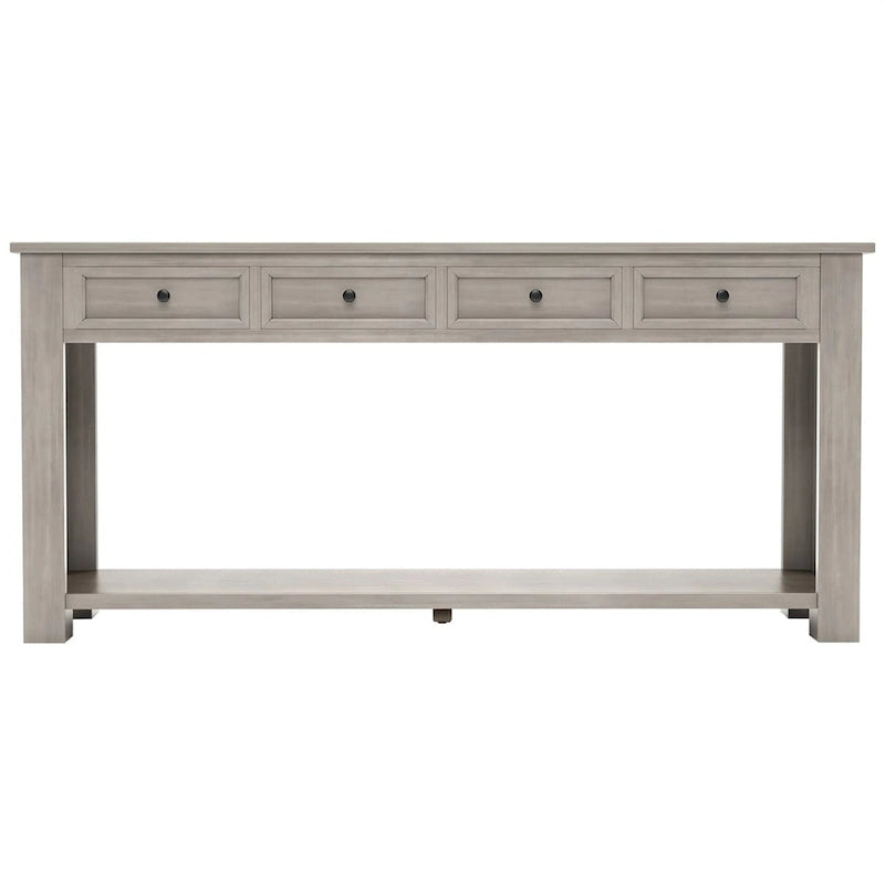 Console rustique avec tiroirs de rangement et étagère inférieure
