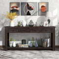 Console rustique avec tiroirs de rangement et étagère inférieure