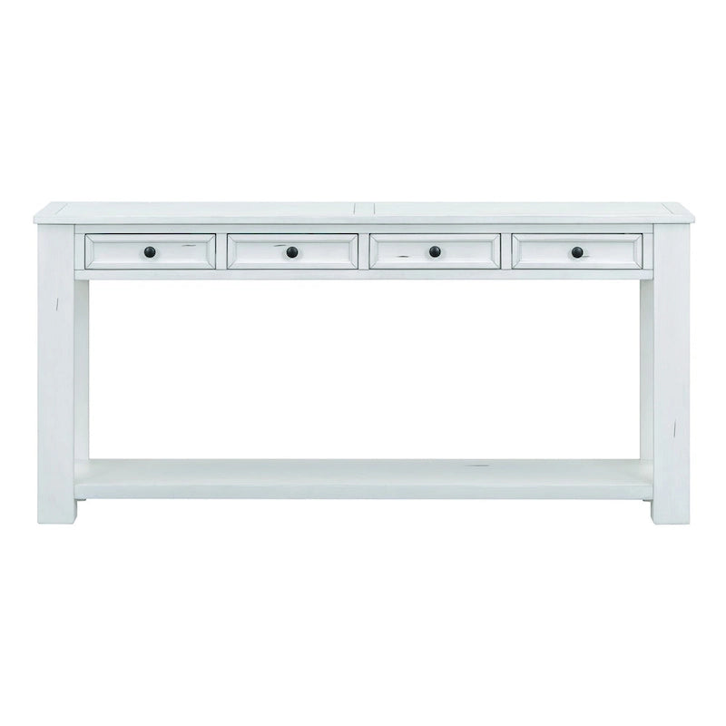Console rustique avec tiroirs de rangement et étagère inférieure