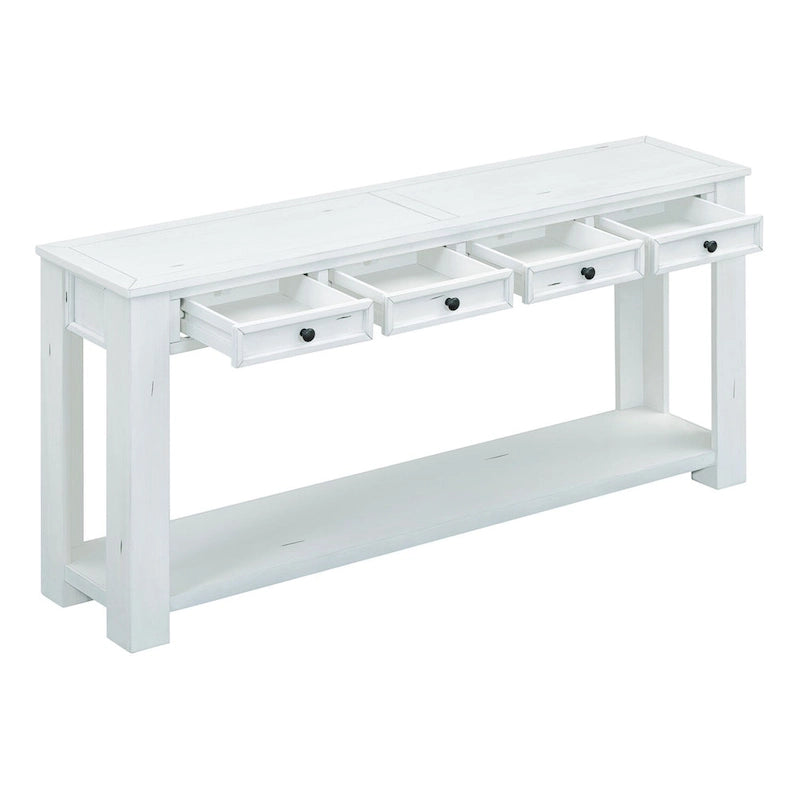Console rustique avec tiroirs de rangement et étagère inférieure