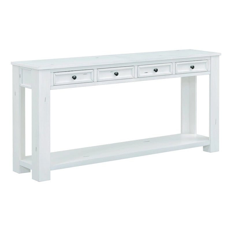 Console rustique avec tiroirs de rangement et étagère inférieure
