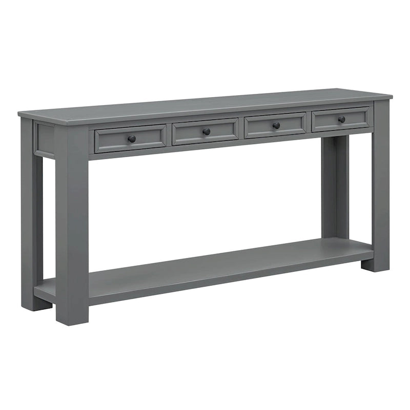 Console rustique avec tiroirs de rangement et étagère inférieure