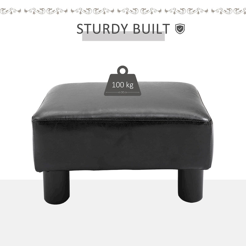 Repose-pieds ottoman rectangulaire moderne en similicuir avec siège rembourré en mousse