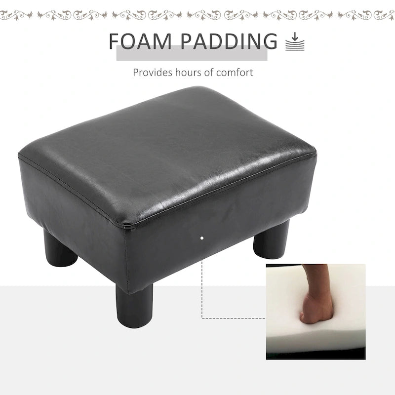 Repose-pieds ottoman rectangulaire moderne en similicuir avec siège rembourré en mousse
