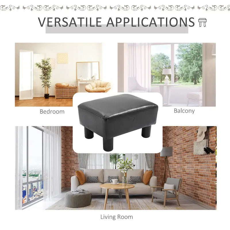 Repose-pieds ottoman rectangulaire moderne en similicuir avec siège rembourré en mousse